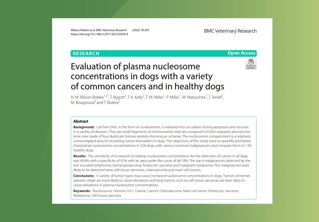 Evaluation plasma nucloesomes dogs Wilson Robles BMC featured image